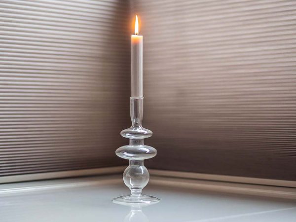 CANDLE HOLDER GLASS BUBBLES - TRANSPARANT