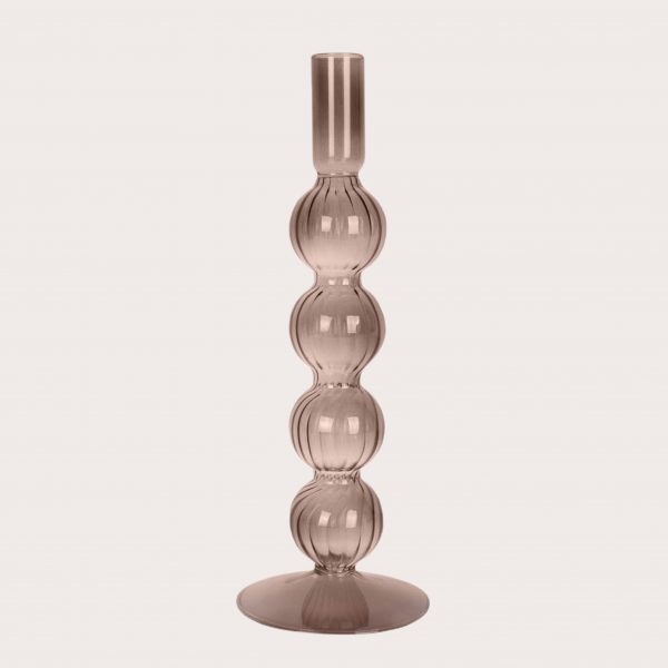 CANDLE HOLDER GLASS BUBBLES - 4 BOLLEN DONKER PAARS
