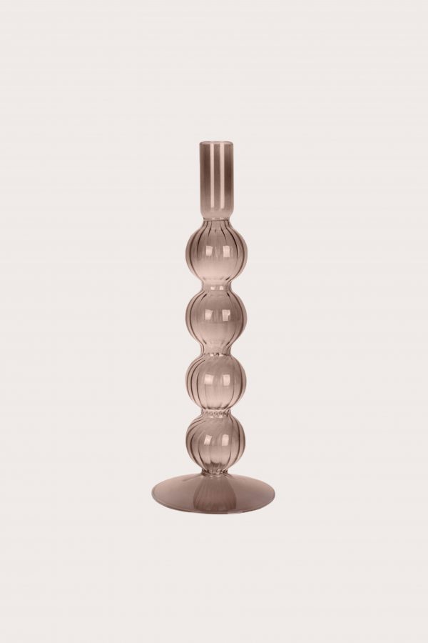 CANDLE HOLDER GLASS BUBBLES - 4 BOLLEN DONKER PAARS