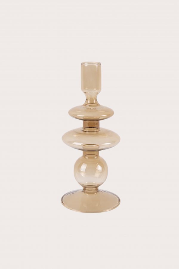 CANDLE HOLDER GLASS - SAND BUBBELS