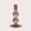 CANDLE HOLDER GLASS BUBBLES – 2 BOLLEN DONKER PAARS