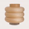 LAGE GLANZENDE VAAS MET RINGEN - BEIGE