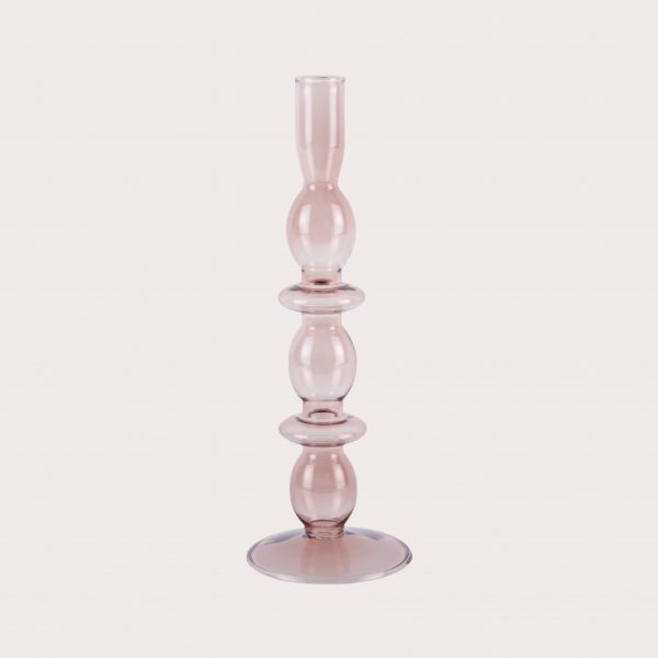 CANDLE HOLDER GLASS - FADED PINK